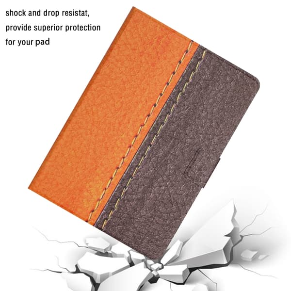 iPad 11 11th Gen / 10.9 10th Gen 2022/2025 Leather Case with Solid Color Stitching - Smart Tablet Cover Orange
