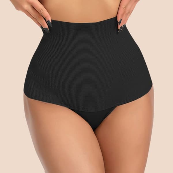 Højtaljet mavekontrol trusser Shapewear SORT L sort