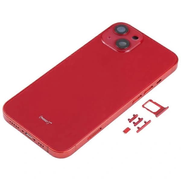 For iPhone 13 6.1 tommer Bakre Batterideksel Mellomplate Ramme Sideknapper Erstatning (EU Ve Red Red[CO]