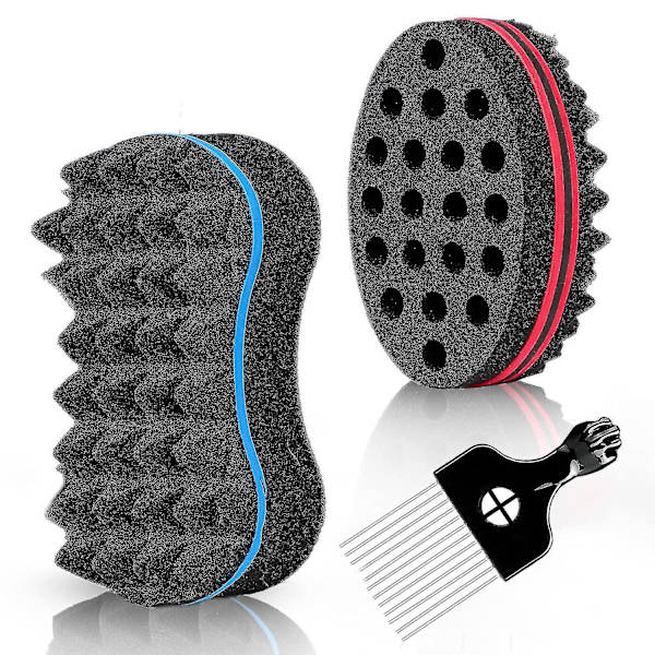 3-pack hårspongeset, lockborste svamp för hår män kvinnor, twist svamp för afrolockar