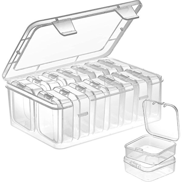 Small Bead Organizers, 15 Pieces Plastic Storage Cases, Mini Clear Bead Storage Containers With Hinged Lid