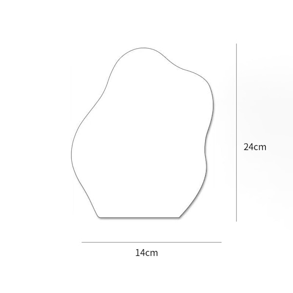 Uregelmæssig æstetisk spejlramme uden ramme, dekorative skrivebordsbordplade akrylspejle med træstativ til stue og minimal