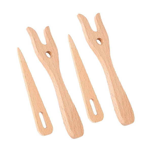 2 set trävirkningsgaffel stickningsgaffel med öglanål bärbar flätad stickningsgaffel för praktik