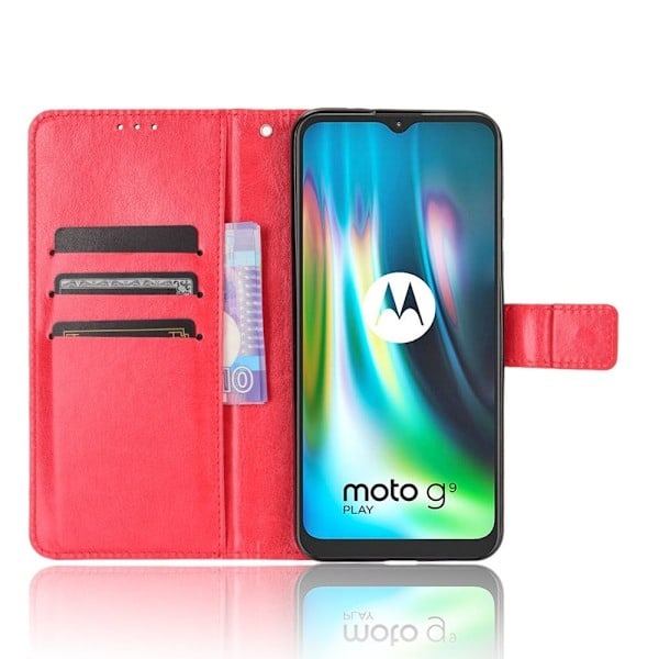 Motorola Moto G9 Play / E7 Plus - Crazy Horse Kotelo - Punainen Red Röd