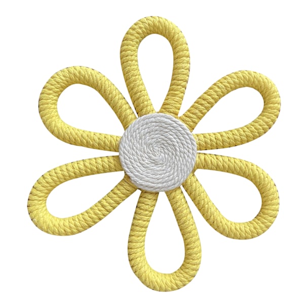 Boho Decor Daisy Flower Woven Macrame Vägg Hängande Rep Handgjord Vävd Väggprydnad Flickrum Flow