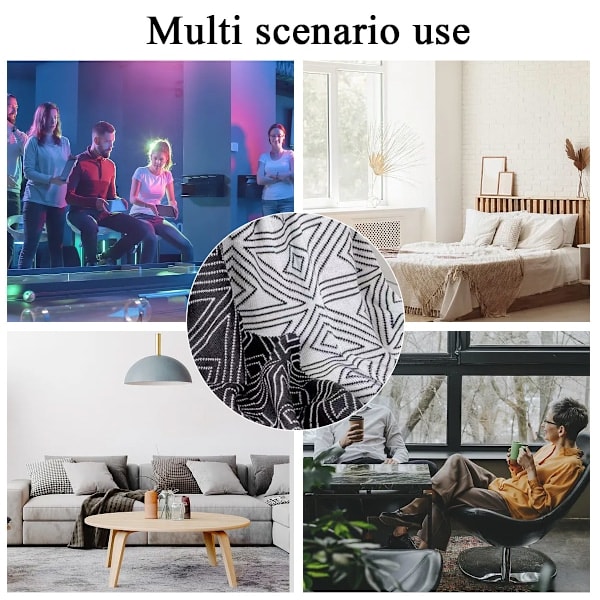 Plaid, Strikket Moderne Mønstret Plaid, Blødt Letvægts Vævet Tæppe til Sofa Seng og Dagligstue, (127x152 cm) Sort og hvid