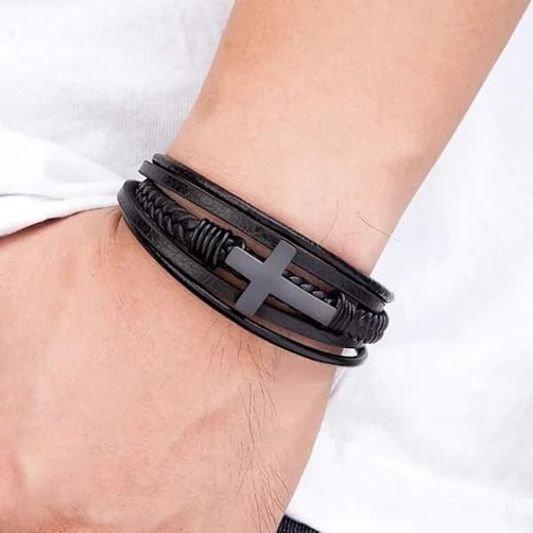 Flettede læderarmbånd med magnetisk lukning til mænd[CO]