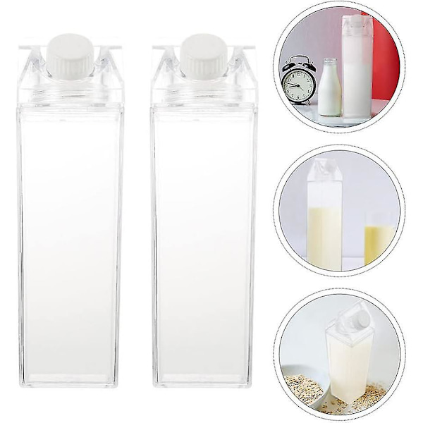 Doitool Glasvattenflaskor 3 st Plastflaskor Kartong Vattenflaska Genomskinlig Låda Flaska Bärbar Vattenflaska Med Lock För Utomhussporter 500ml Camping