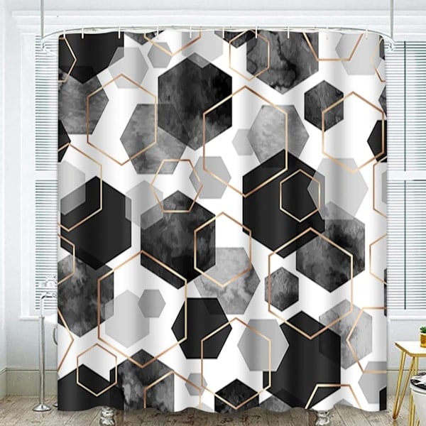 Duschdraperi för Badrum, Abstrakt Tyg Duschdraperi Set för Heminredning 180cm*180cm