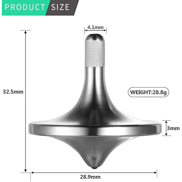 Spindok af rustfrit stål, Premium Ekstraordinær Perfekt Balance Vellavet Metal Bord EDC Lille Fidget Legetøj (sølv, Lille Diameter 24mm)