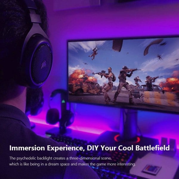 LTBBOID LED TV-belysning 2M. TV LED-belysning, TV-bakgrundsbelysning, USB LED-ljusslinga med fjärrkontroll, 5050 RGB DIY färgskiftande LED-ljusslinga...