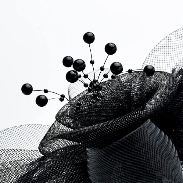 Party Fascinators hattar med slöja och fjäder (svart, 1 st)
