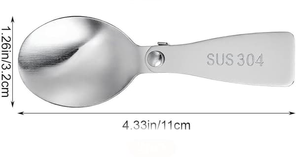 4-delt foldbart skesæt, bærbart rejsebestik i rustfrit stål til camping, vandreture, picnics og madpakker, sølv, 11 cm