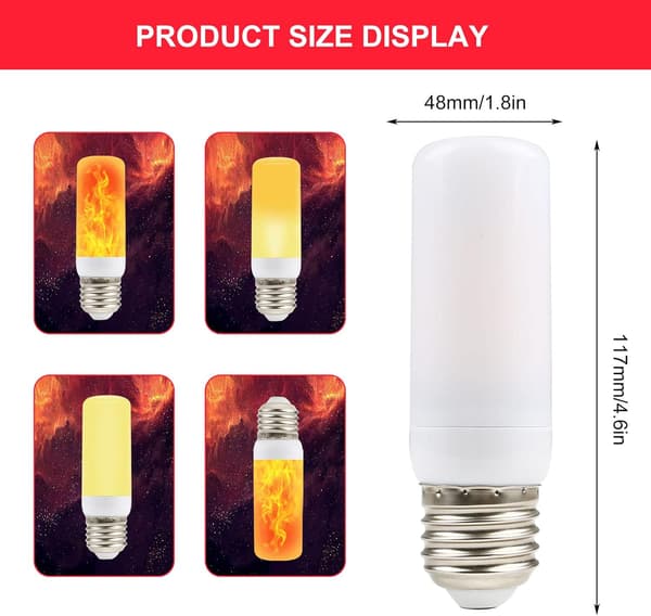 Flame Lamp | Flame Effect Lamps | Flickering Bulb, 4 Lighting Modes LED E27