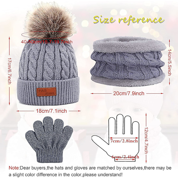 Lasten talvinen lämmin pipohuivisetti 2-3 osaa Unisex Thermal Knitted Fluffy Gift