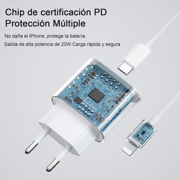 20W USB-C Strømadapter hurtigoplader iPhone + 1M Lightning Kabel