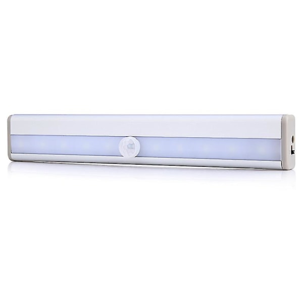 10 LED-lamper, USB-oppladbare, magnetiske, bevegelsessensor, skaplys, nødlys (varmt lys)