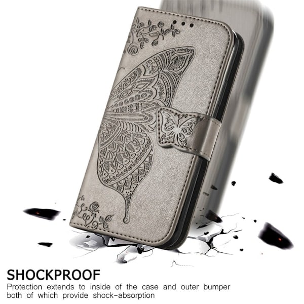 Samsung Galaxy S22 Ultra Skal Tryckt Fjäril Grå