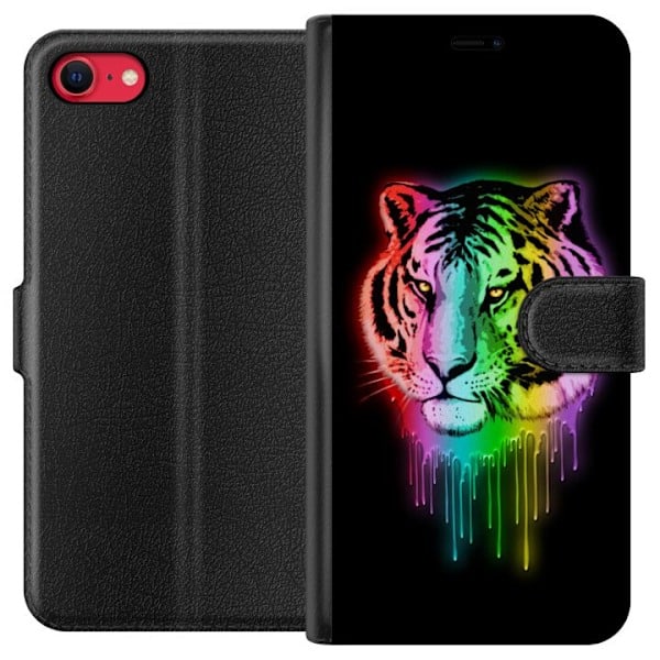 Apple iPhone 8 Lompakkokotelo Neon Tiger