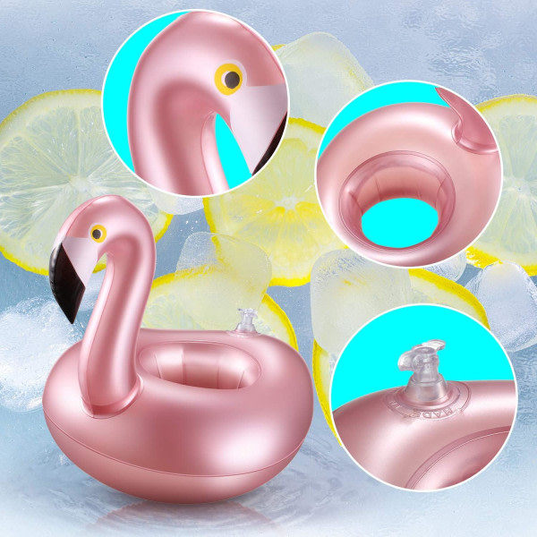 12 kpl puhallettavia juomatelineitä Flamingo-juoma kelluu Uudelleenkäytettävä puhallettava söpö eläinjuomateline Uima-allasjuomateline kesän uintijuhliin