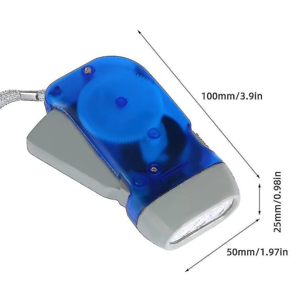 3 LED håndpresset dynamo håndsving strøm vind op lommelygte fakkel lys håndpresset håndsving campinglampe