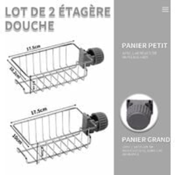 2 stk. Duschyller Uden Boring - Duschshampoo Holder - Dusch Tvålholder Dusch Caddy Duschkurv Duschgel Opbevaring Badeværelse Badekar
