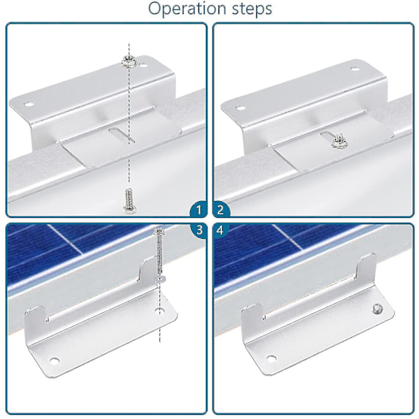 Starlight-solcellepanelklemme i aluminiumlegering, monteringsbrakett med skruer og muttere for bobilbåttak, 4 stykker