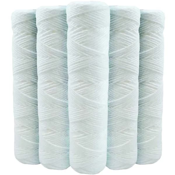 5-pack sedimentvattenfilterpatroner 20 mikron lindad polypropen för varm- och kallvattensystem 9,75 tum vit