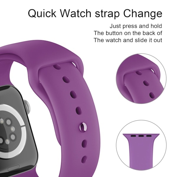 Apple Watch 38/40/41 mm Silikone Armbånd (S/M) Lilla