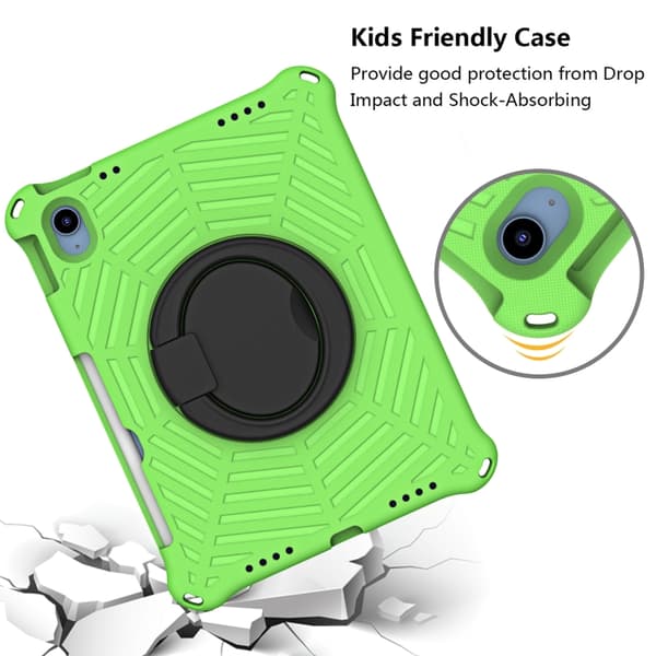 iPad 11 11th Gen / 10.9 10th Gen 2022/2025 Leather Case with Solid Color Stitching - Smart Tablet Cover Grön