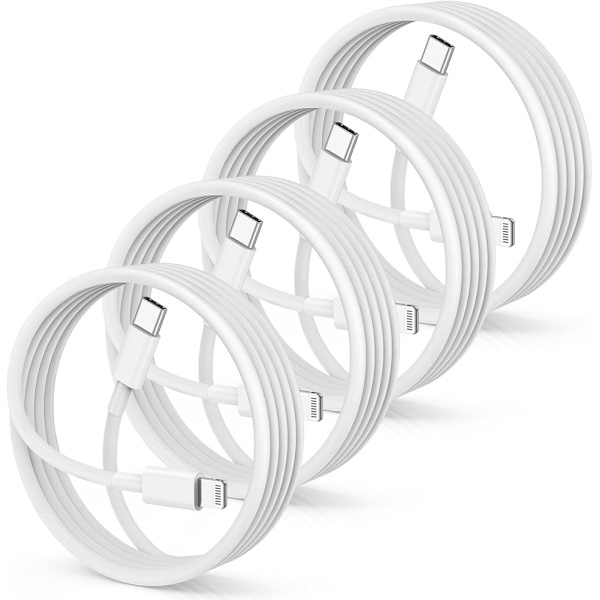 (4 stk) USB-C til Lightning-kabel til iPhone 12/13/14 20W vi 2 meter
