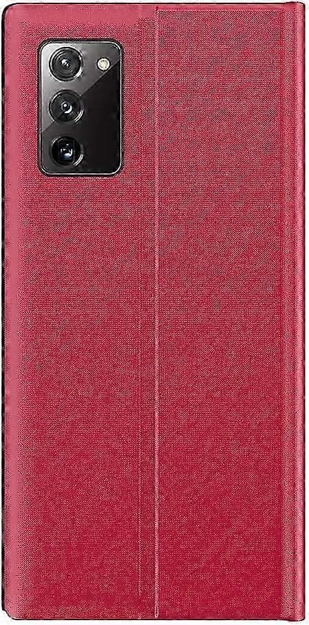 Samsung Galaxy S20 FE Smart View Flip Cover - Premium Leather Case, Mirror Window, Stylish, Protective Flip Case Red