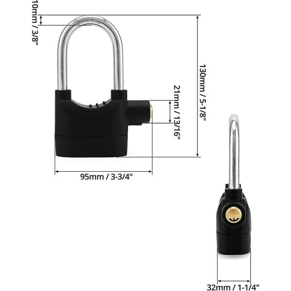 110 Db Universal Security Alarm Lock System Burglar Door Motor Bike Padlock With 3 Keys (black)