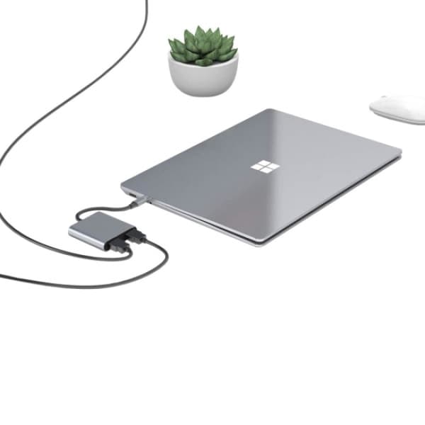 Sovitin - USB-C - 2x HDMI Harmaa