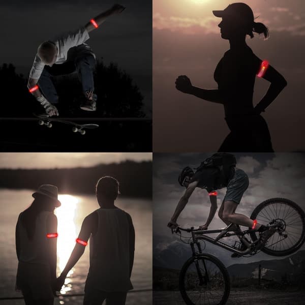 Røde LED-armbånd, 2-pak LED-blinkende elastiske bånd til voksne