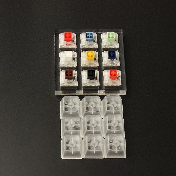 9-tangenters Cherry Mx Switch Tester Kit Kaihua Box Med Akryl Blank Base Keycaps