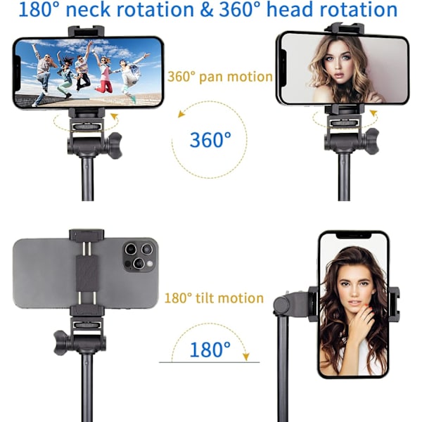 1.6m Phone Tripod and Bluetooth Selfie Stick Tripod, Phone Tripod with Bluetooth Remote Control