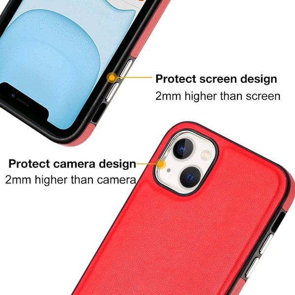 iPhone 15 Skal Läderklätt Rött