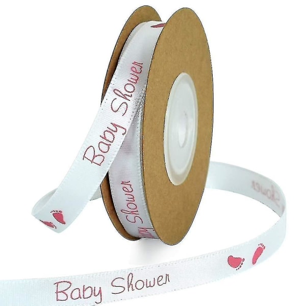 Baby Girl Feet Printing Baby Shower Satin Ribbon Pink 3/8 Inch 10 Yard Til Hårbuer Krans Fødselsdag Baby Shower