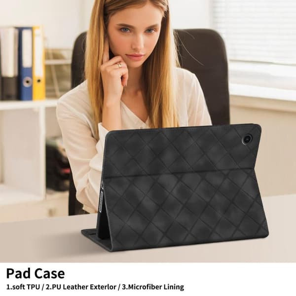 Samsung Galaxy Tab A9+ / A11+ Etui i rombepreging Svart