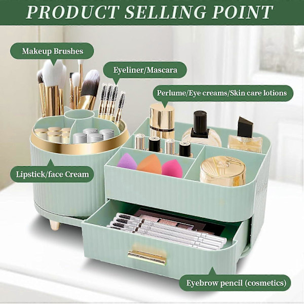 Makeup Storage, 360° Rotating Multifunctional Cosmetic Storage, Beauty Organizer for Dressing Table