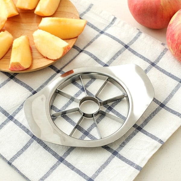 Frugtdeler, skærer, kernefjerner, med 8 blade til æble, pære, appelsin, tomat, kartoffel, citron