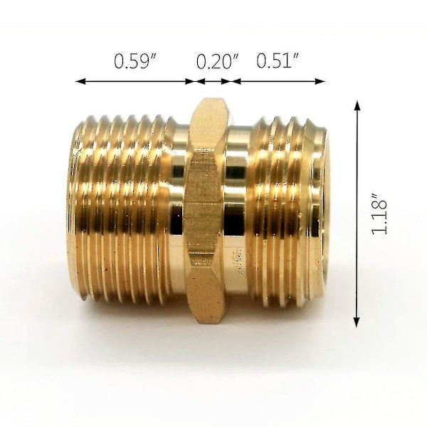 Messing hageslangekobling - GHT hann til NPT hann-kontakt (2-pakning, 3/4\" [xh] lin