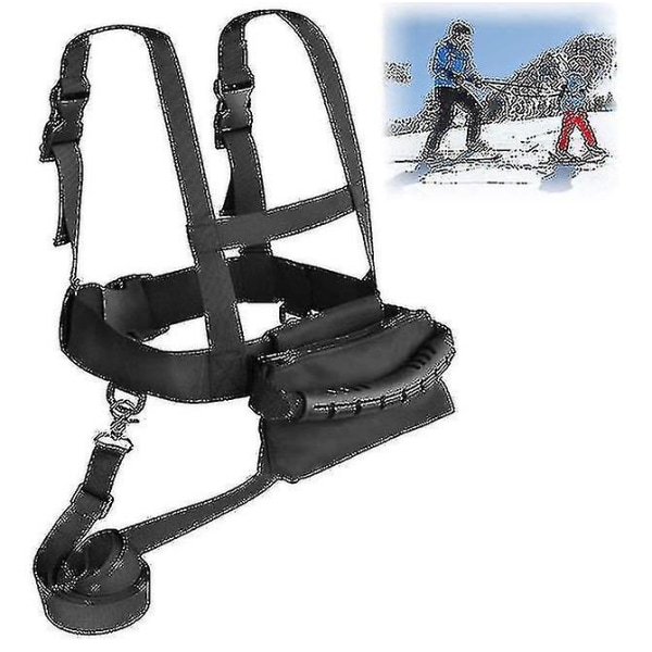 Børneski- og snowboardtræningssele med aftagelig snor - Sort
