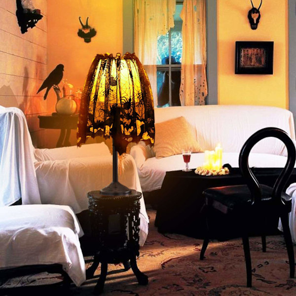 Halloween Spindelvævs Lampeklokke Topper Blonder Spindelvæv Vindue Dør Pejs Mantel Sjal Dække til Halloween Tema