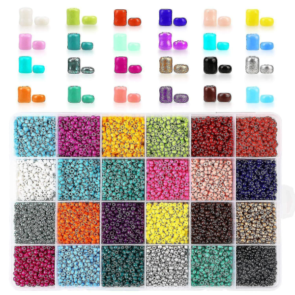 14400 st glaspärlor 24 färger små pärlor kit armband pärlor för smyckestillverkning -aya