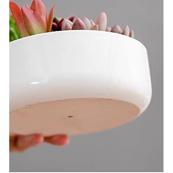 Blomukor Inomhus, 2-pakningssett Keramiske Blomsterpotter Planter, hvite Keramiske Potter Små Runde Potter for Hjemmekontordekorasjon