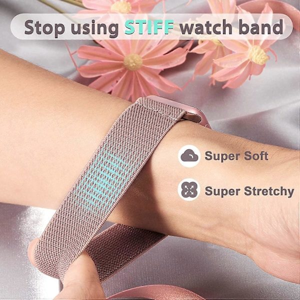 5-pack Nylon Stretch Band Kompatibelt med Apple Watch 42mm 44mm 45mm Kvinnor Män, Tyg Elastiskt Armband Solo Loop Band för iWatch