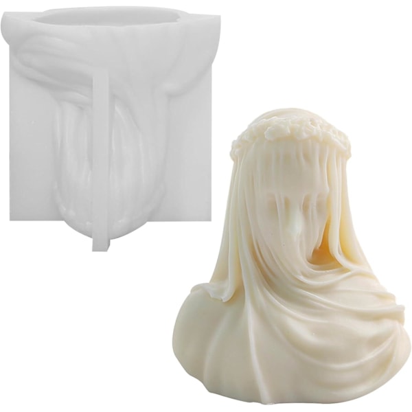 3d Pillar Bubble Silicone Candle Mold - Veiled Girl Design