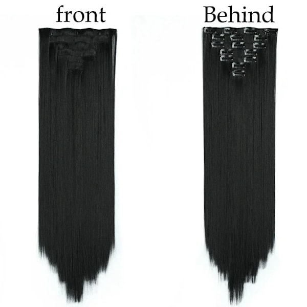 22 Tommer 16 Klipp Hår Extensions Lang Rett Frisyre Syntetisk Blond Svart Frisyre Varmebestandig Falskt Hår 6H613 24 Tommer